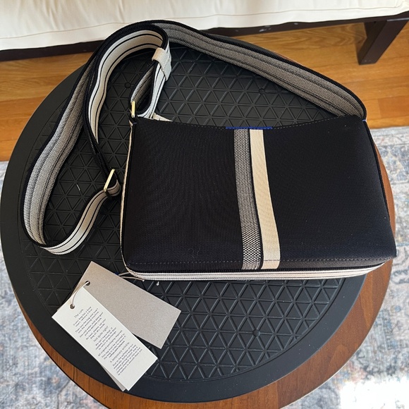 Rothy's Casual Crossbody Purse Black/Ivory Stripe Bag - Picture 3 of 6